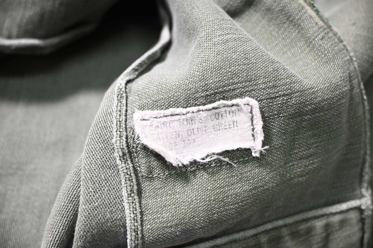 画像6: 60s Used Us Military Cotton Sateen OG 107 Utility Shirt (6)