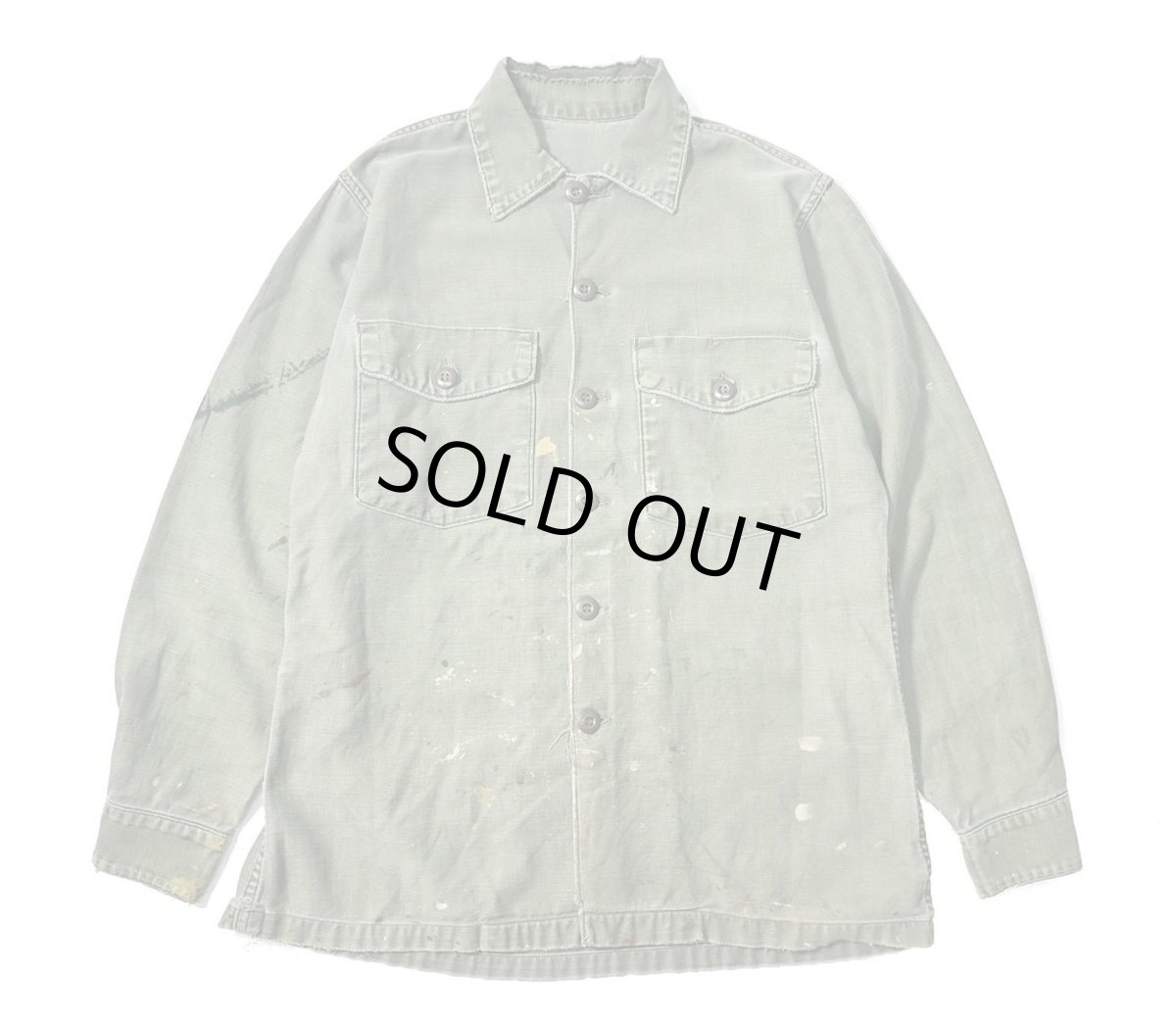 画像1: 60s Used Us Military Cotton Sateen OG 107 Utility Shirt (1)
