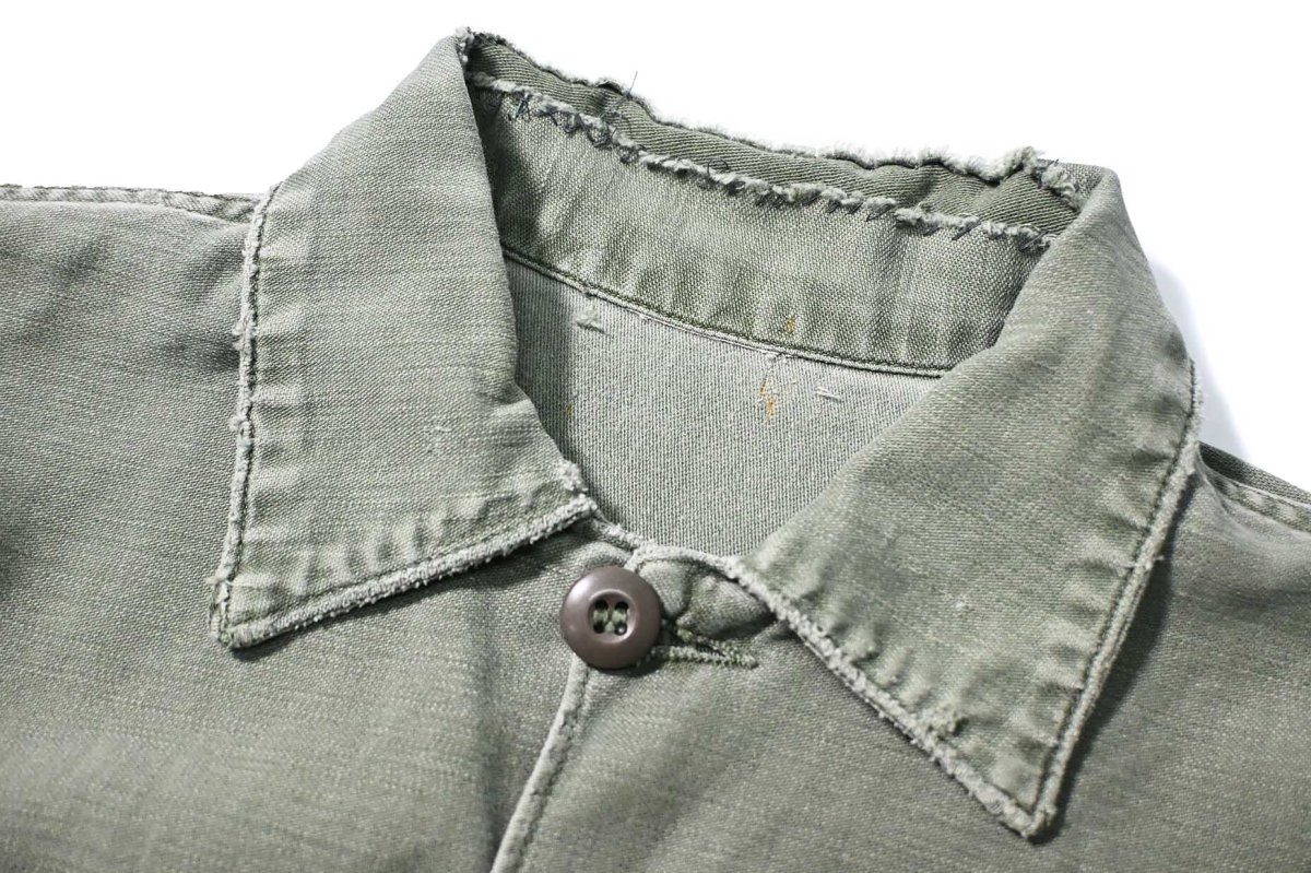 画像5: 60s Used Us Military Cotton Sateen OG 107 Utility Shirt (5)