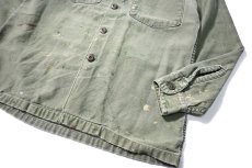 画像4: 60s Used Us Military Cotton Sateen OG 107 Utility Shirt (4)