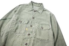 画像3: 60s Used Us Military Cotton Sateen OG 107 Utility Shirt (3)