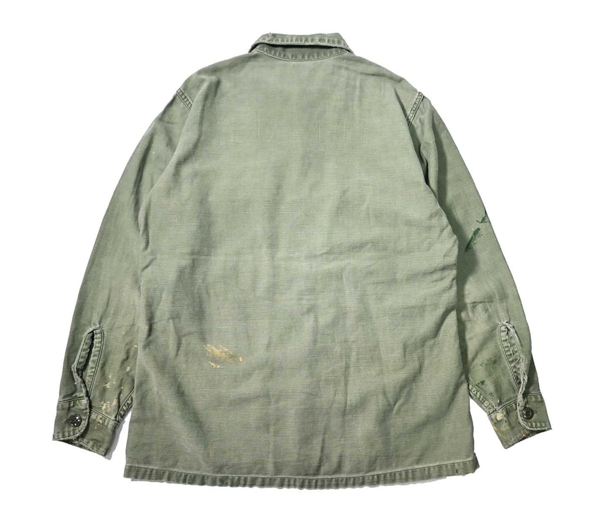 画像2: 60s Used Us Military Cotton Sateen OG 107 Utility Shirt (2)