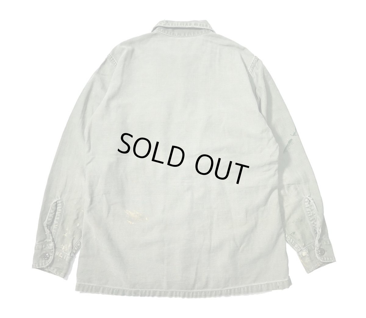 画像2: 60s Used Us Military Cotton Sateen OG 107 Utility Shirt (2)