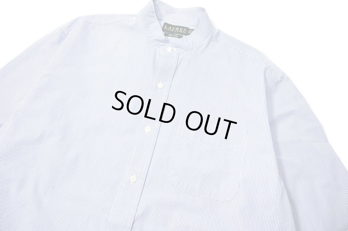 画像2: Used Lauren Ralph Lauren Band Collar Stripe Shirt (2)