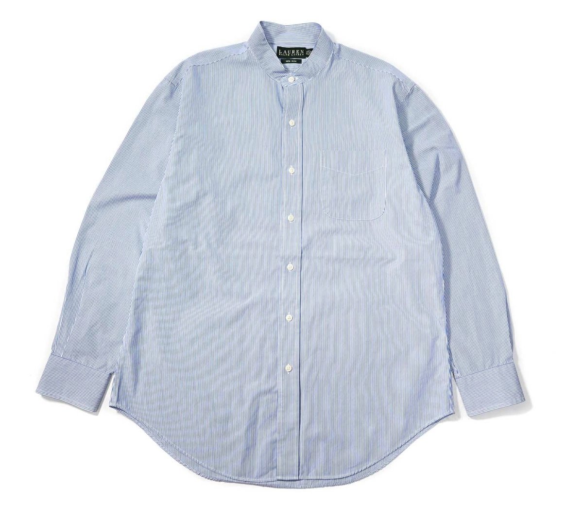 画像1: Used Lauren Ralph Lauren Band Collar Stripe Shirt (1)