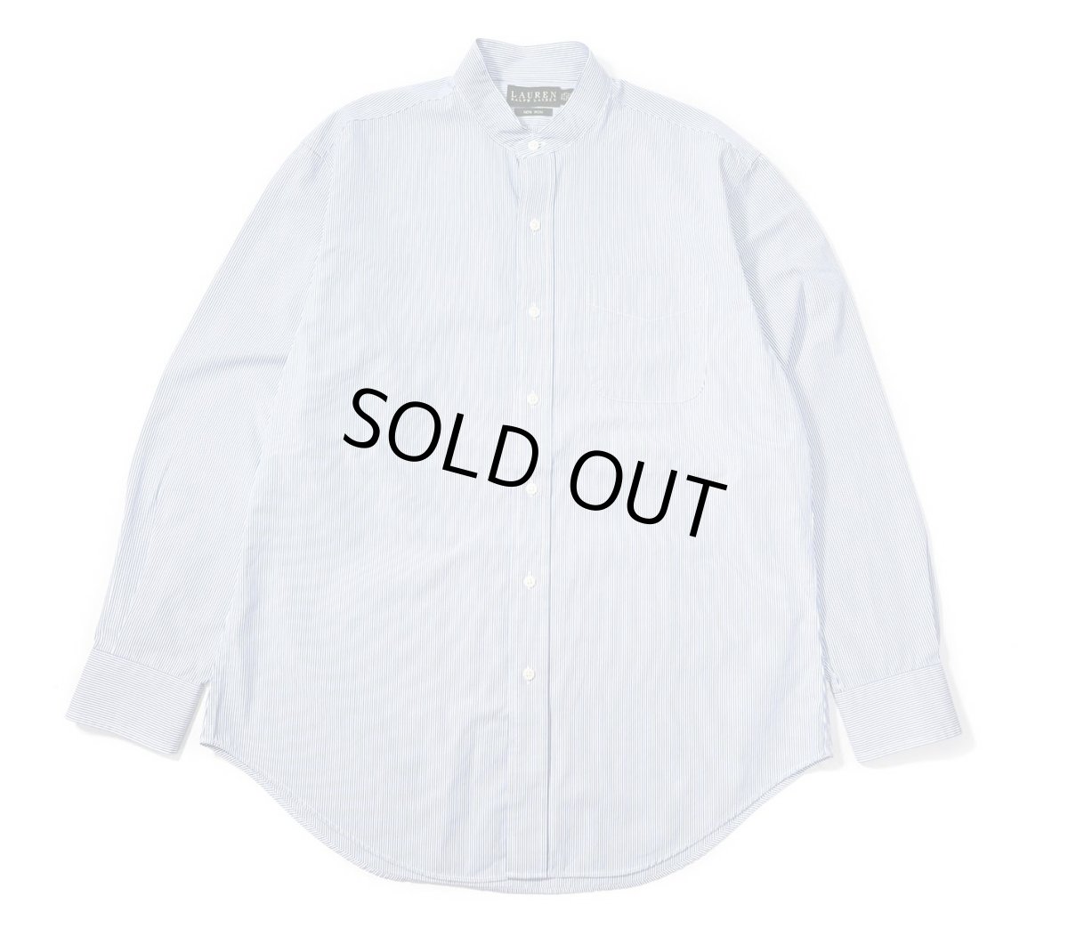 画像1: Used Lauren Ralph Lauren Band Collar Stripe Shirt (1)