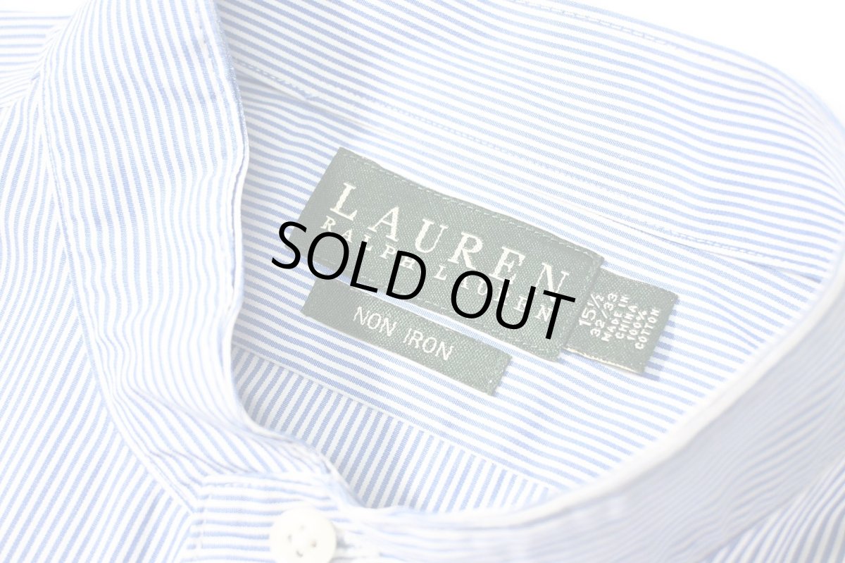 画像4: Used Lauren Ralph Lauren Band Collar Stripe Shirt (4)