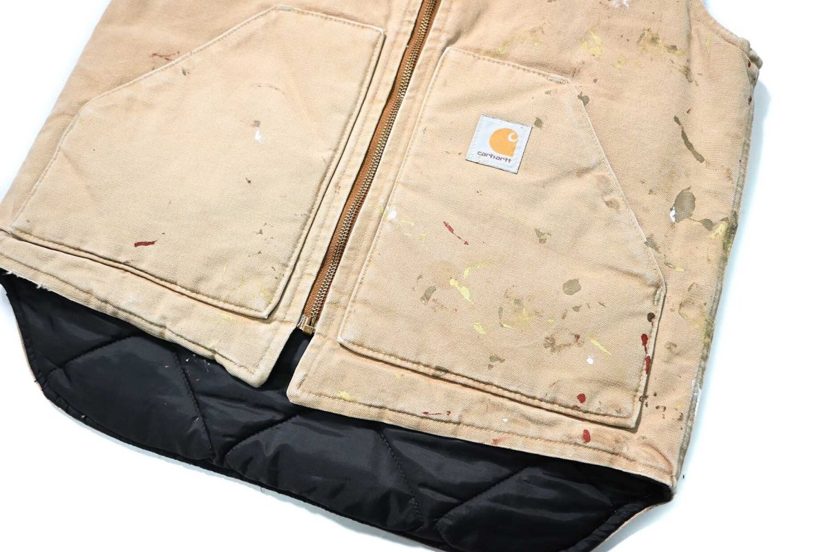 画像4: 00s Used Carhartt Quilt Lined Duck Vest Brown (4)