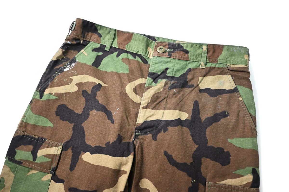 画像2: 98' Used Us Military Painted Ripstop Combat Trouser Woodland Camo (2)