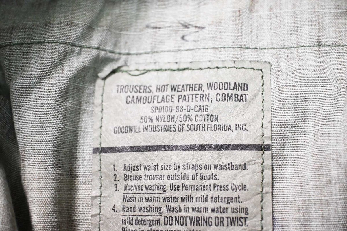 画像8: 98' Used Us Military Painted Ripstop Combat Trouser Woodland Camo (8)
