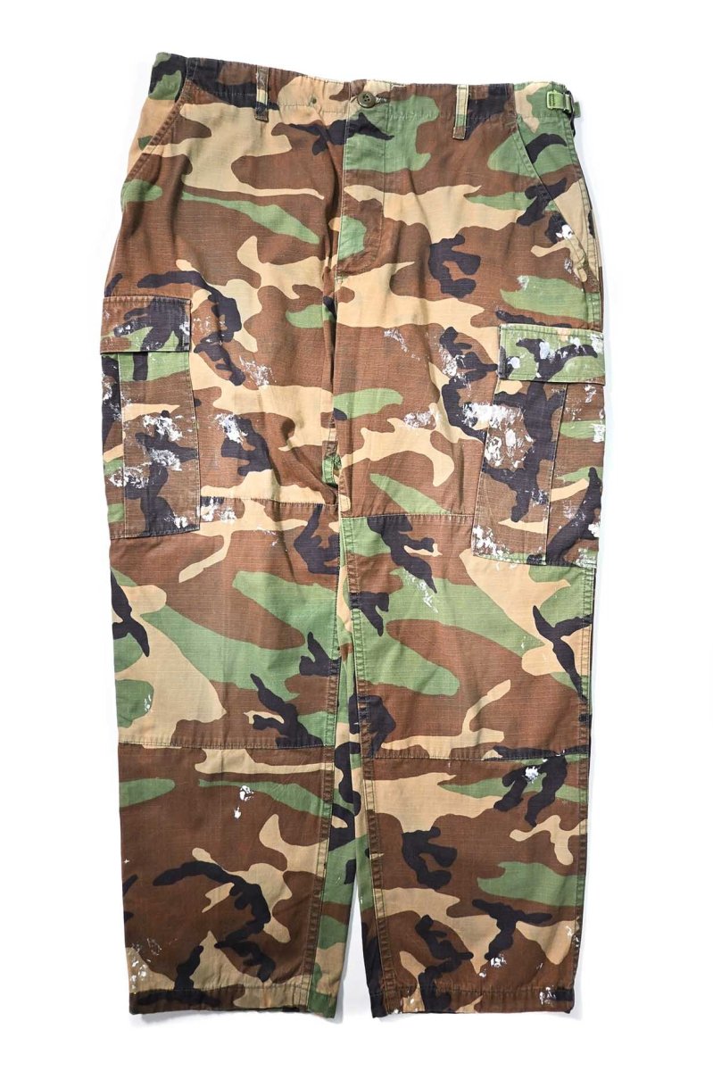 画像1: 00' Used Us Military Painted Ripstop Combat Trouser Woodland Camo (1)