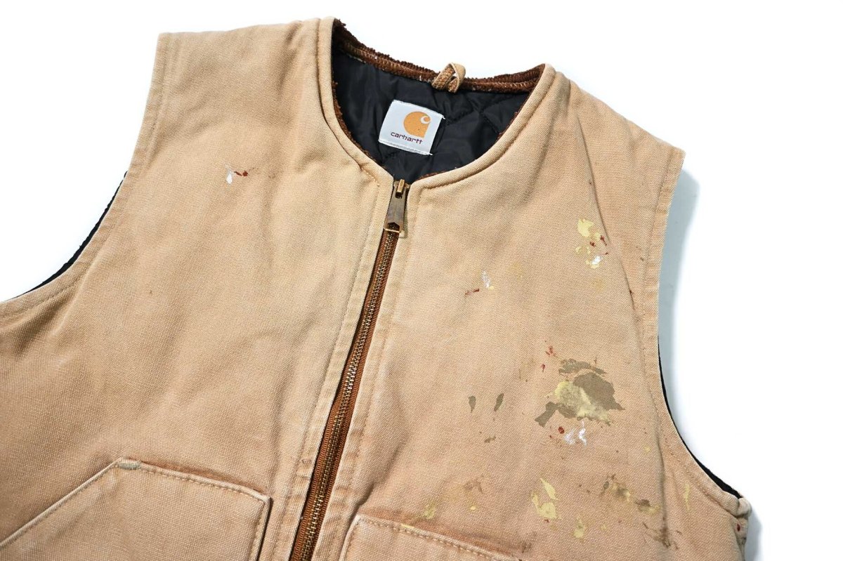 画像3: 00s Used Carhartt Quilt Lined Duck Vest Brown (3)