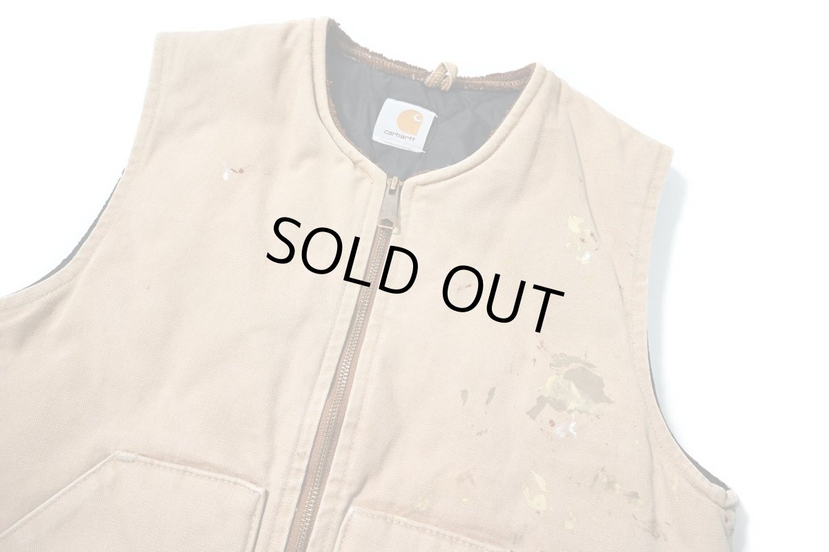 画像3: 00s Used Carhartt Quilt Lined Duck Vest Brown (3)