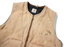 画像3: 00s Used Carhartt Quilt Lined Duck Vest Brown (3)