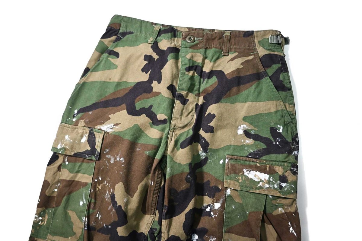 画像2: 94' Used Us Military Painted Combat Trouser Woodland Camo (2)