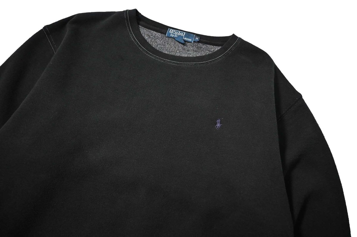 画像2: 90-00s Used Polo Ralph Lauren Sweat Shirt Black Over Dye (2)