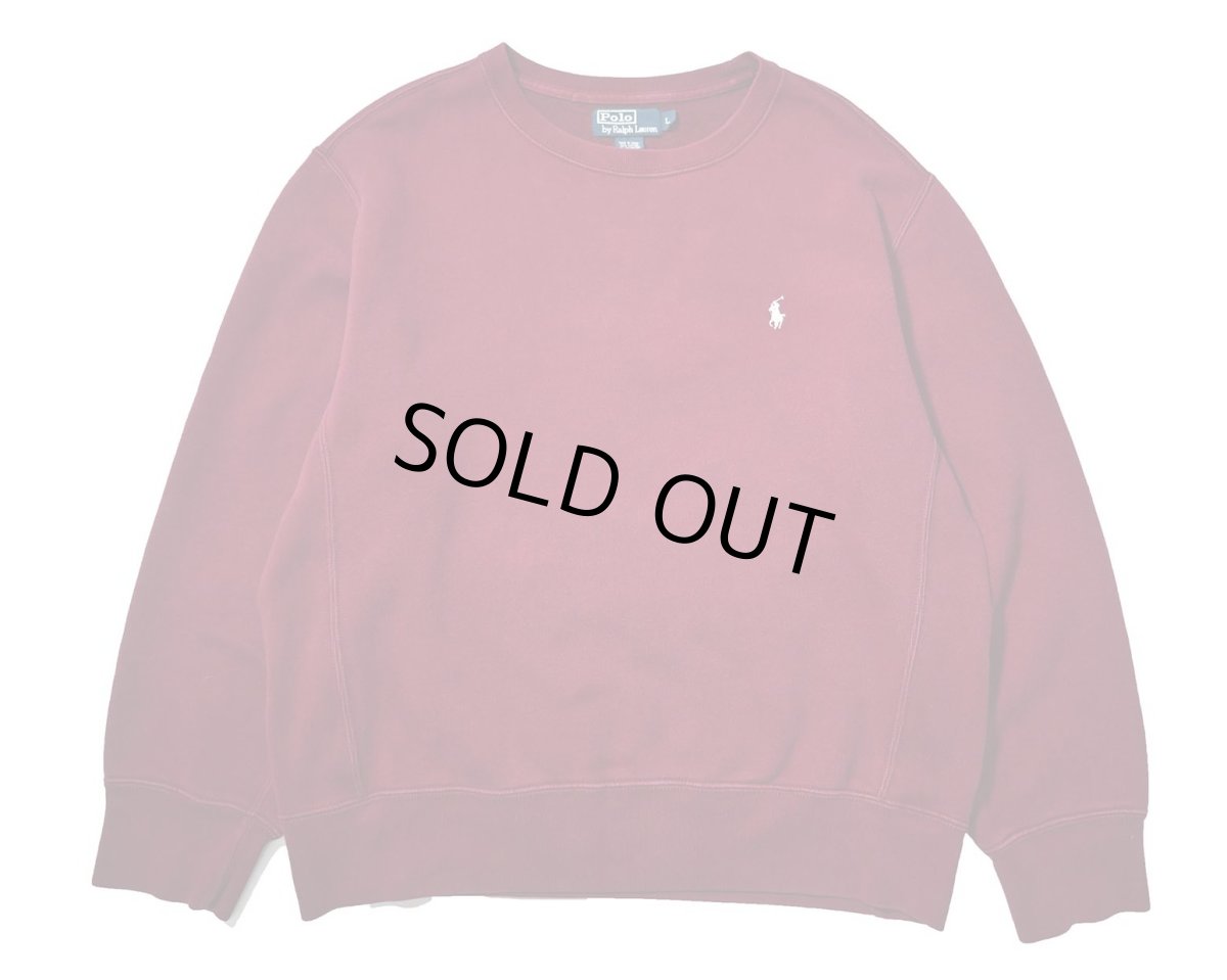 画像1: 90-00s Used Polo Ralph Lauren Sweat Shirt Burgundy (1)
