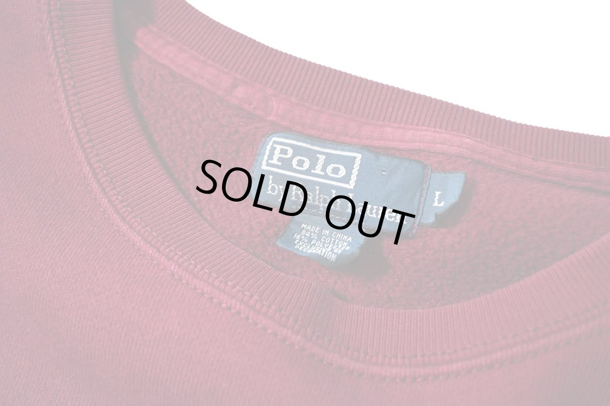 画像4: 90-00s Used Polo Ralph Lauren Sweat Shirt Burgundy (4)
