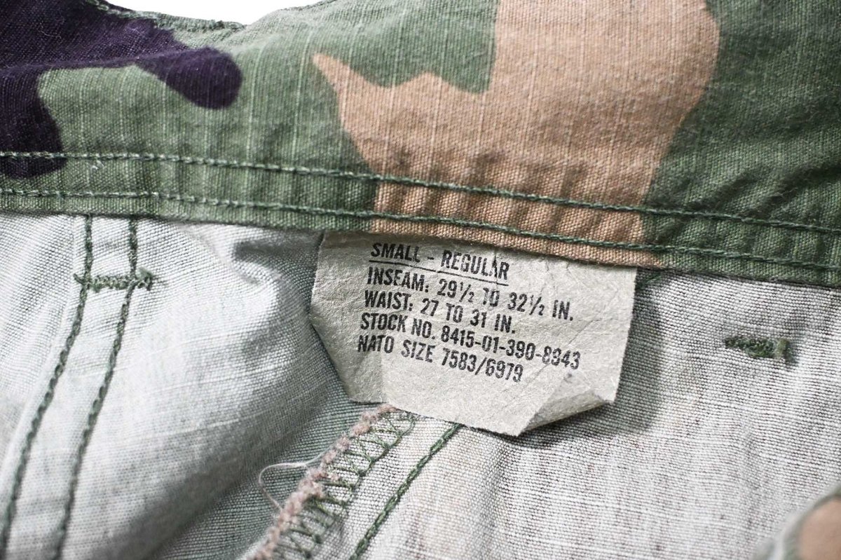 画像7: 98' Used Us Military Painted Ripstop Combat Trouser Woodland Camo (7)