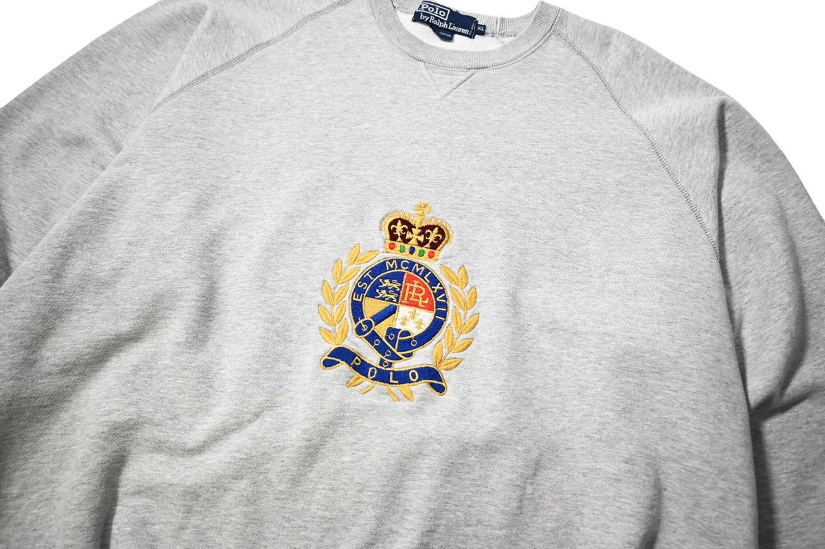 画像2: 90-00s Used Polo Ralph Lauren Sweat Shirt Grey (2)