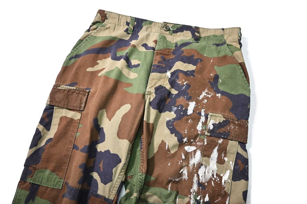画像2: 94' Used Us Military Painted Combat Trouser Woodland Camo (2)