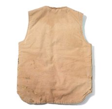 画像2: 00s Used Carhartt Quilt Lined Duck Vest Brown (2)
