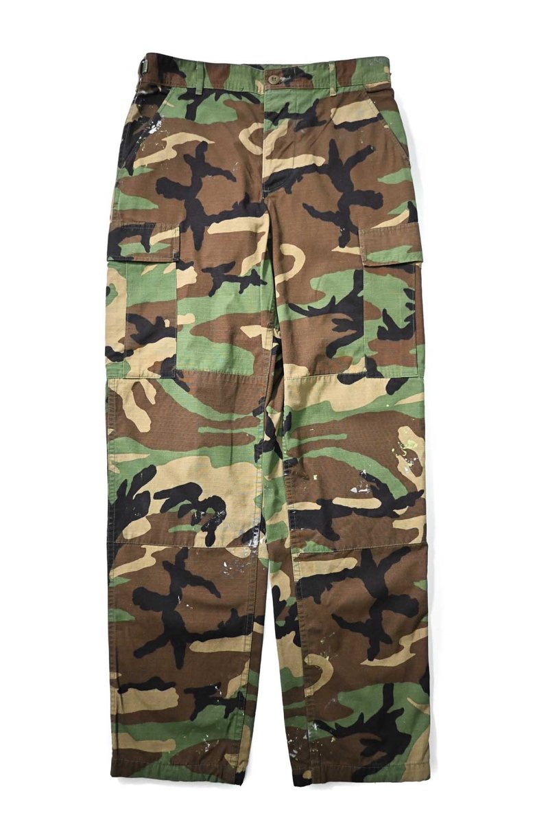画像1: 98' Used Us Military Painted Ripstop Combat Trouser Woodland Camo (1)