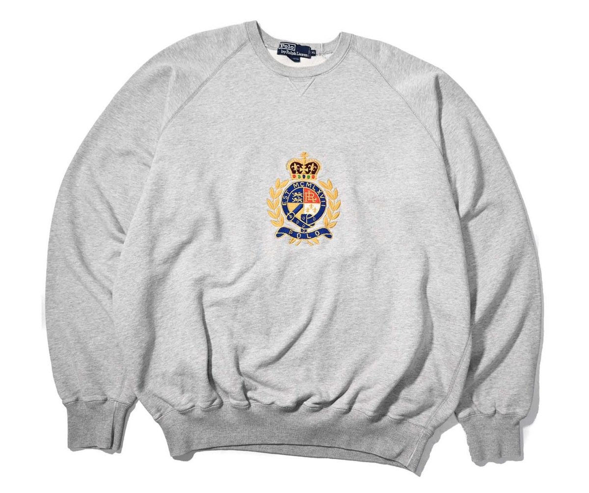画像1: 90-00s Used Polo Ralph Lauren Sweat Shirt Grey (1)