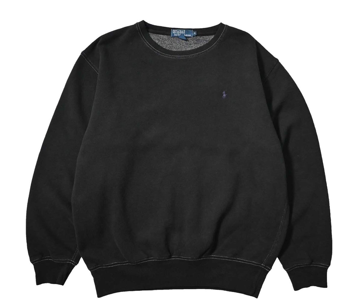 画像1: 90-00s Used Polo Ralph Lauren Sweat Shirt Black Over Dye (1)