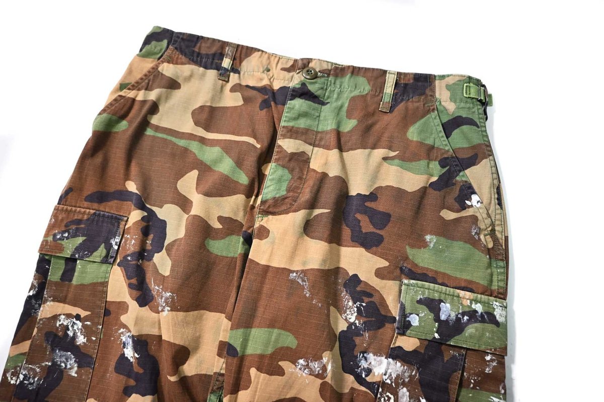画像2: 00' Used Us Military Painted Ripstop Combat Trouser Woodland Camo (2)