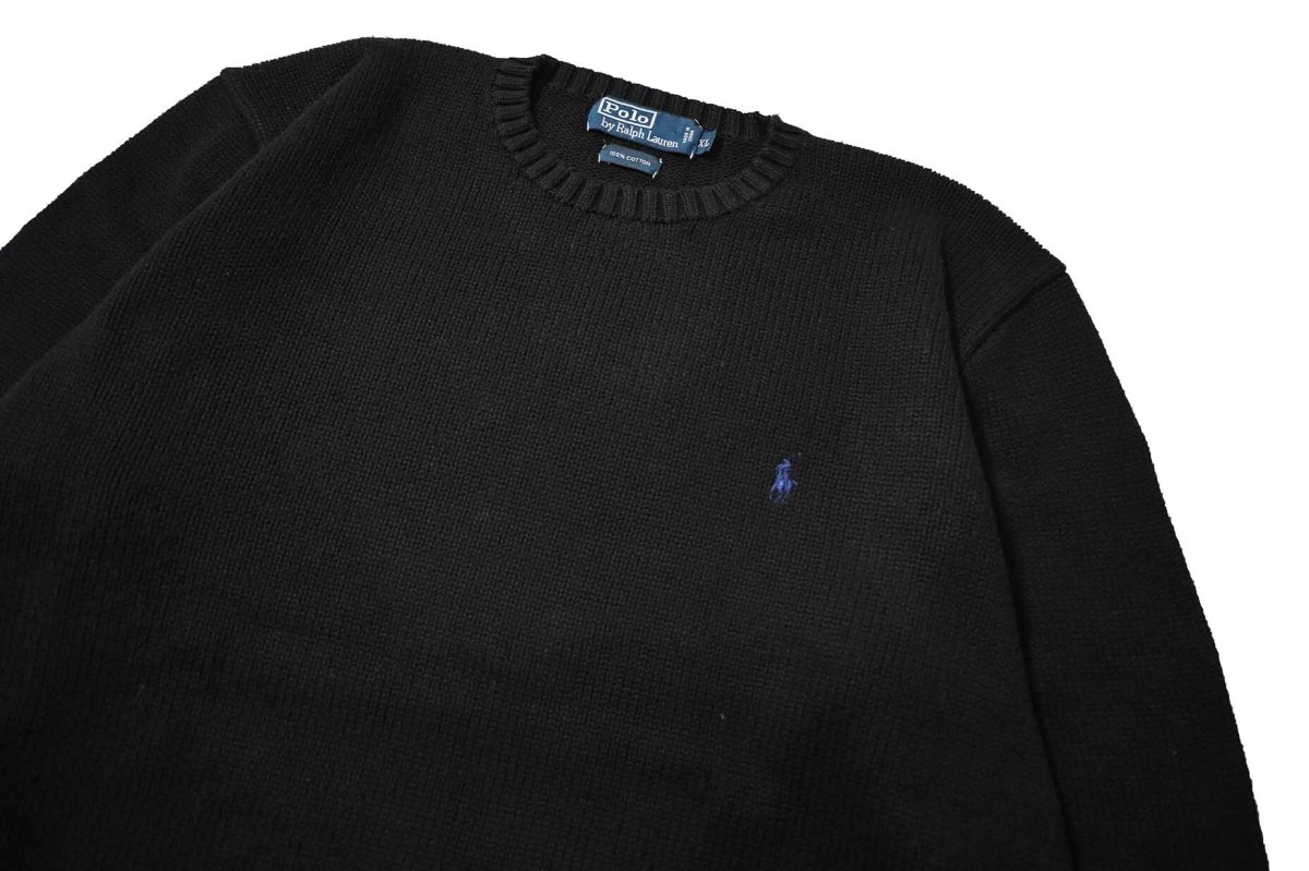 画像2: 90-00s Used Polo Ralph Lauren Cotton Knit Sweater Black (2)