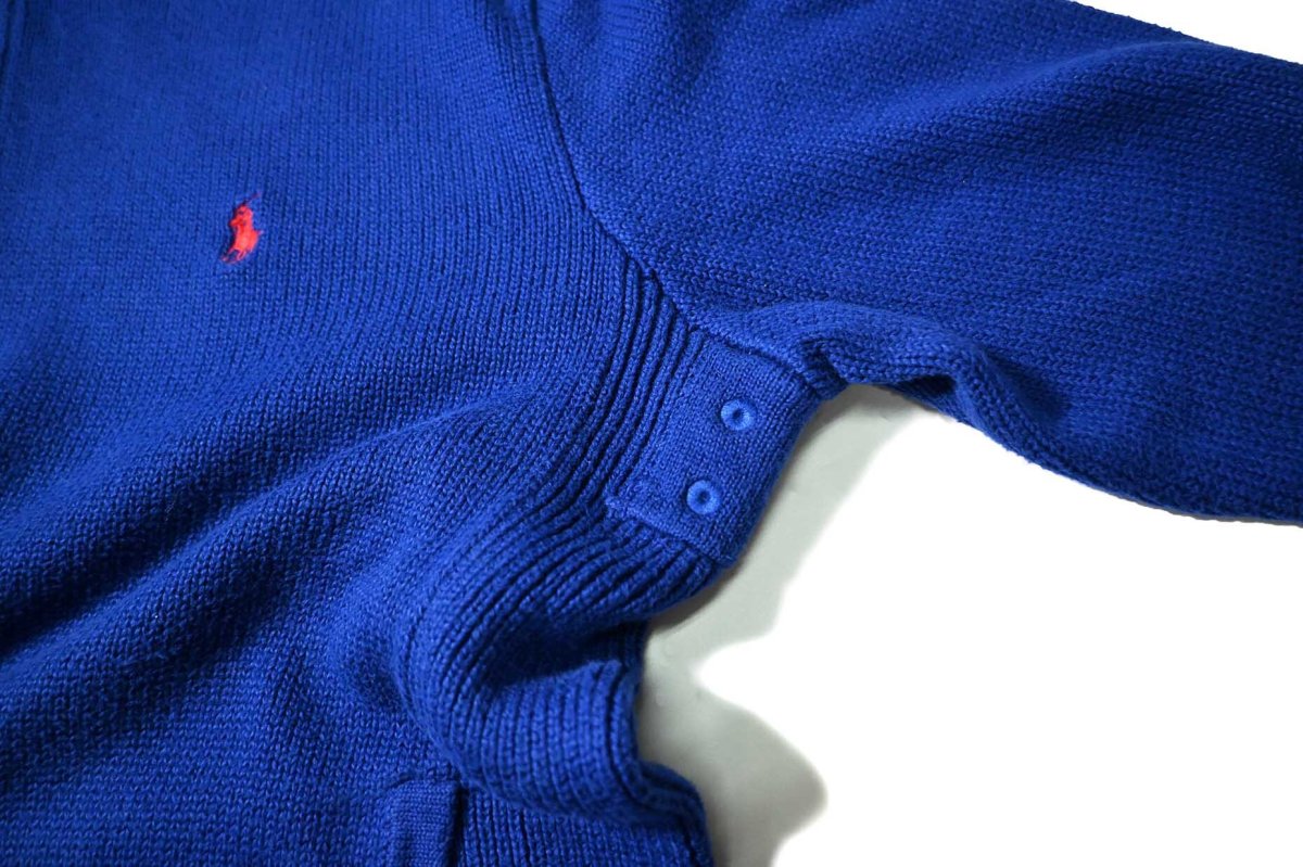 画像5: 90-00s Used Polo Ralph Lauren Full Zip Cotton Knit Sweater Blue (5)