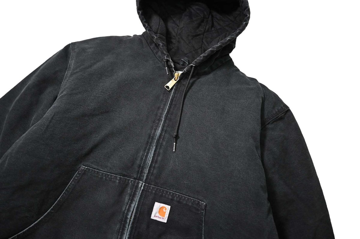 画像3: 00-10s Used Carhartt Duck Quilted Flannel Lined Active Jacket Black made in USA (3)