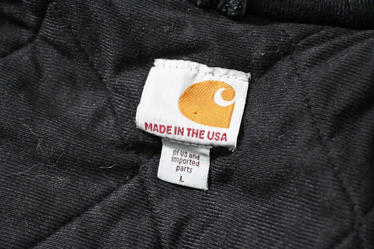 画像6: 00-10s Used Carhartt Duck Quilted Flannel Lined Active Jacket Black made in USA (6)
