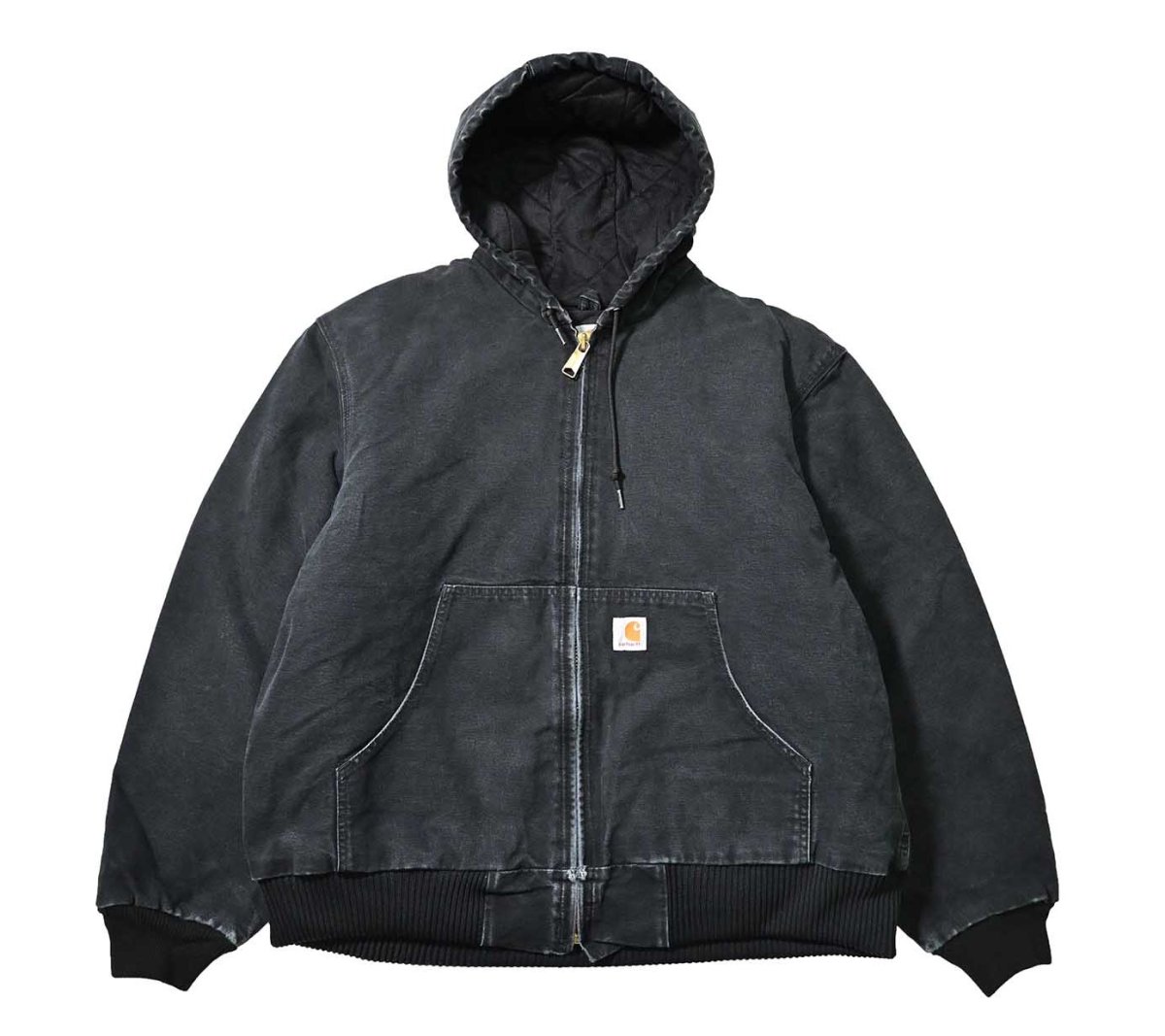 画像1: 00-10s Used Carhartt Duck Quilted Flannel Lined Active Jacket Black made in USA (1)