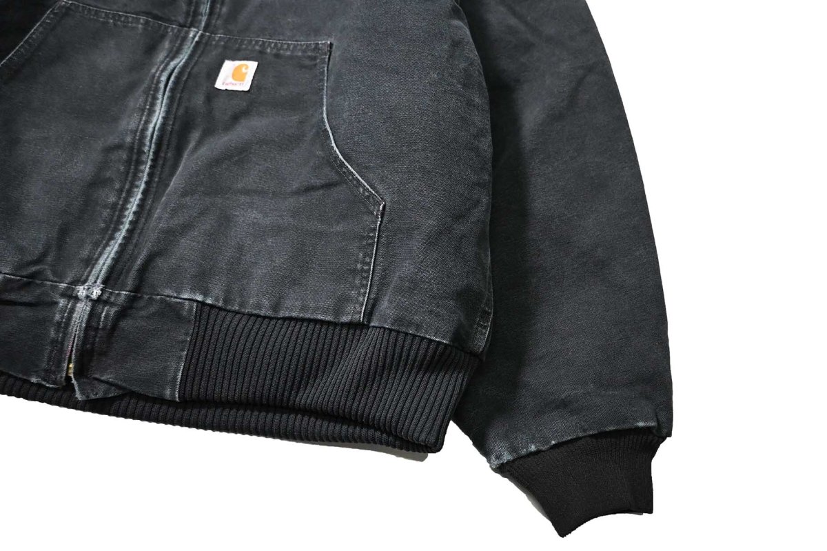 画像4: 00-10s Used Carhartt Duck Quilted Flannel Lined Active Jacket Black made in USA (4)