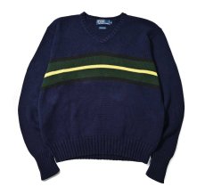 画像1: 90-00s Used Polo Ralph Lauren V-Neck Cotton Knit Sweater (1)