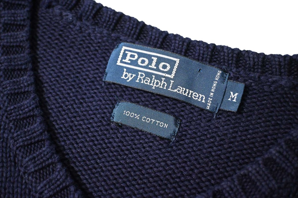 画像4: 90-00s Used Polo Ralph Lauren V-Neck Cotton Knit Sweater (4)