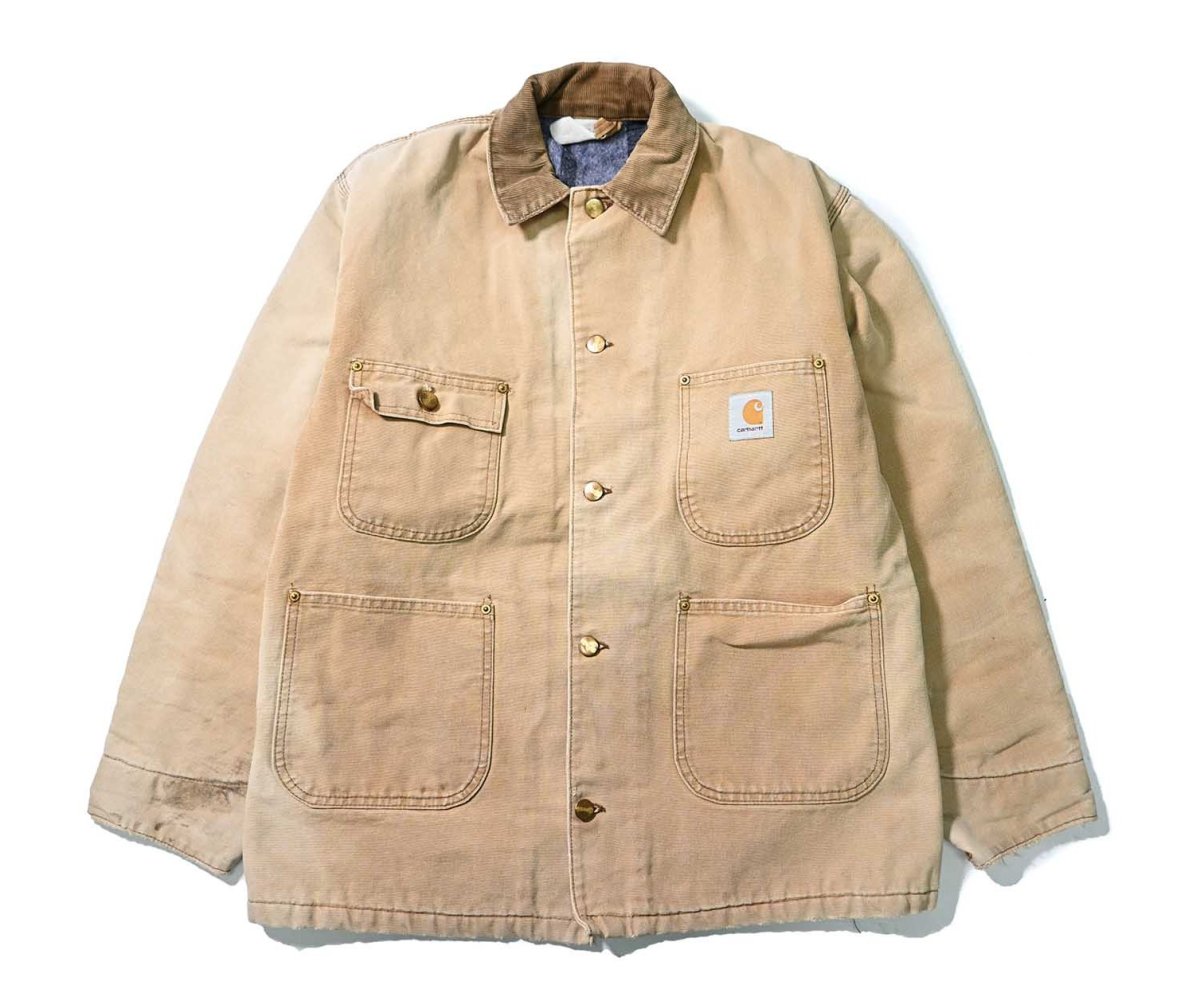 画像1: 80s Used Carhartt Blanket Lined Duck Michigan Chore Coat 6BLC made in USA (1)