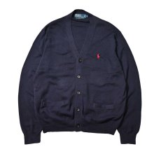 画像1: 90-00s Used Polo Ralph Lauren Cotton Knit Cardigan Navy (1)