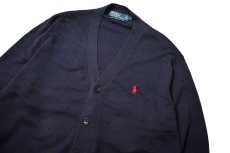 画像2: 90-00s Used Polo Ralph Lauren Cotton Knit Cardigan Navy (2)