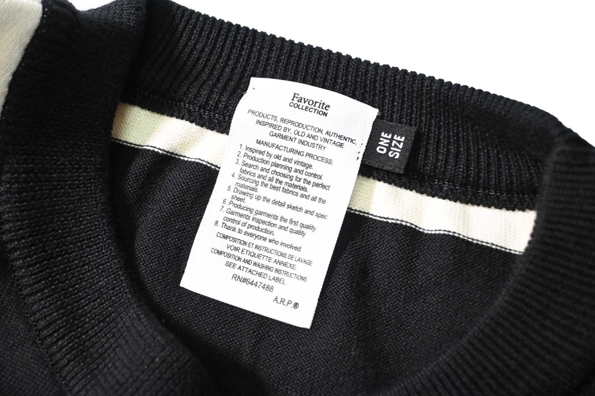 画像4: A.R.P. Level2 Heat Knit All Cotton High Gauge Wide Stripe Crew Neck Shirt Black/Natural (4)