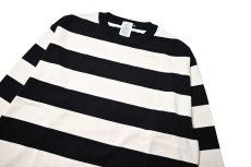 画像2: A.R.P. Level2 Heat Knit All Cotton High Gauge Wide Stripe Crew Neck Shirt Black/Natural (2)