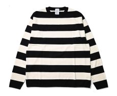 画像1: A.R.P. Level2 Heat Knit All Cotton High Gauge Wide Stripe Crew Neck Shirt Black/Natural (1)
