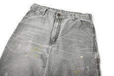 画像2: 03' Used Carhartt Duck Carpenter Pants Moss カーハート (2)
