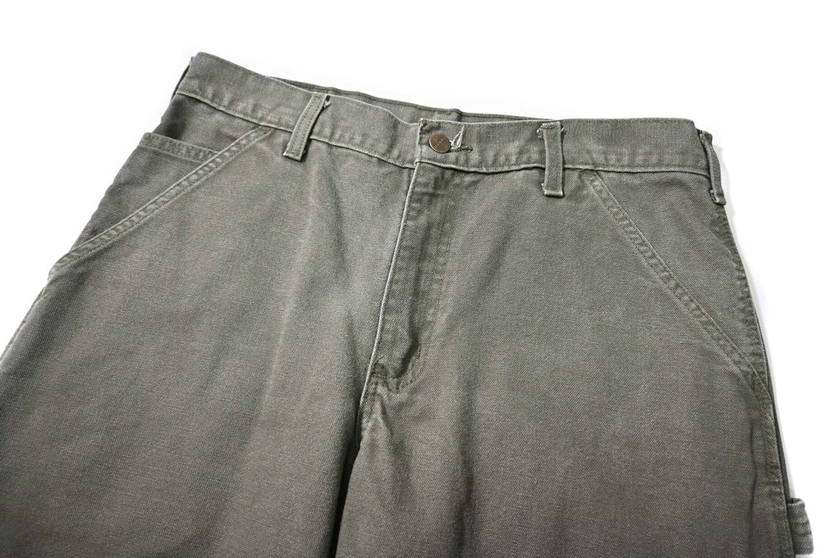 画像4: 16' Used Carhartt Duck Carpenter Pants Moss カーハート (4)