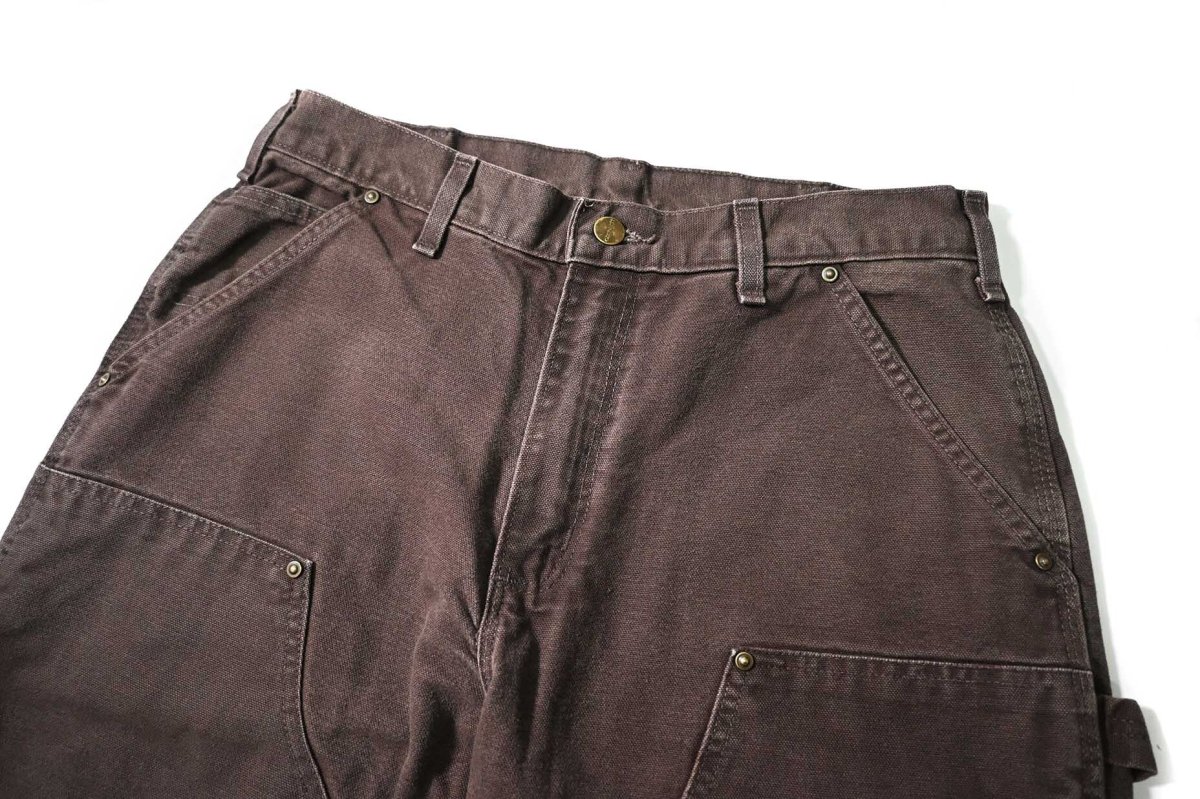 画像2: 23' Used Carhartt Duck Double Knee Carpenter Pants Dark Brown カーハート (2)