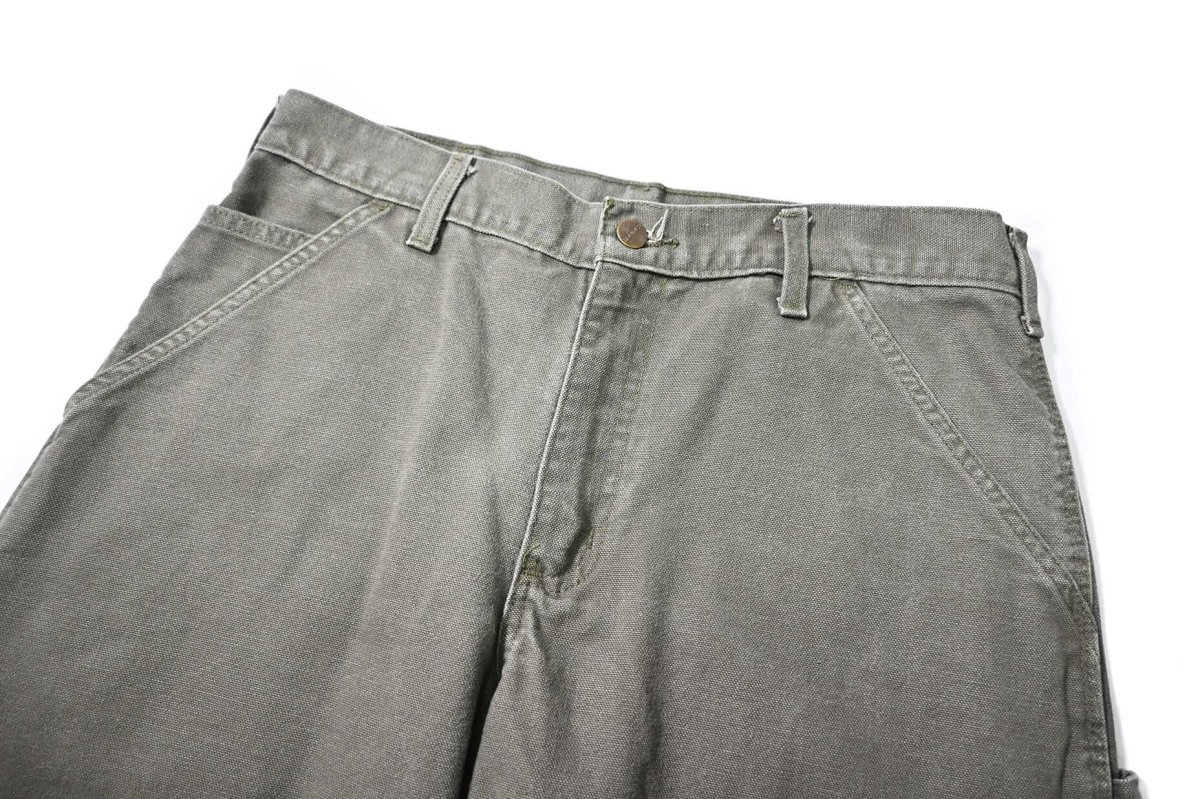 画像2: 16' Used Carhartt Duck Carpenter Pants Moss カーハート (2)