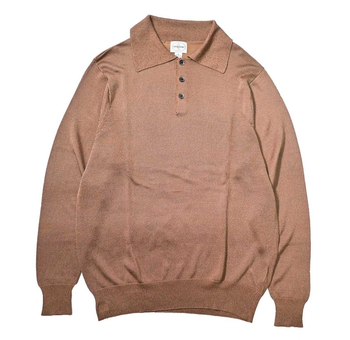 画像1: Used Linea Uomo Rayon High Gauge Knit Polo Camel (1)