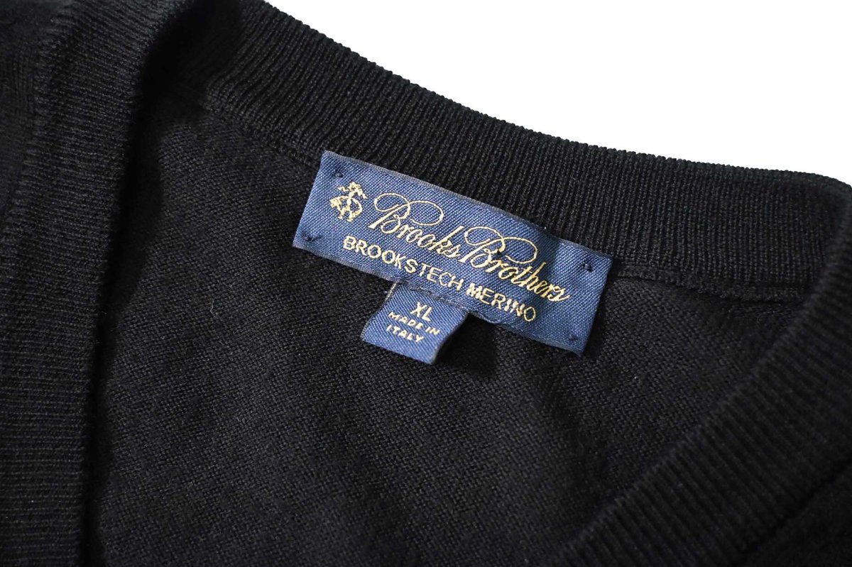 画像4: Used Brooks Brothers Wool High Gauge V-Neck Knit Sweater Black (4)